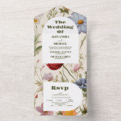 Boho Wildflower Botanische bruiloft All In One Uitnodiging (Binnen)