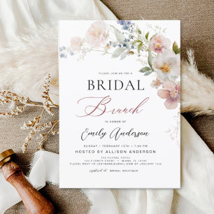 Boho Wildflower Bridal Brunch Douche Uitnodiging