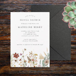 Boho Wildflower Bridal Shower Invitation Kaart