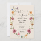 Boho Wildflower Bridal Shower Invitation Kaart (Voorkant)