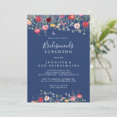 Boho Wildflower Bruidsmeisjes Luncheon Douche Kaart (Staand voorkant)
