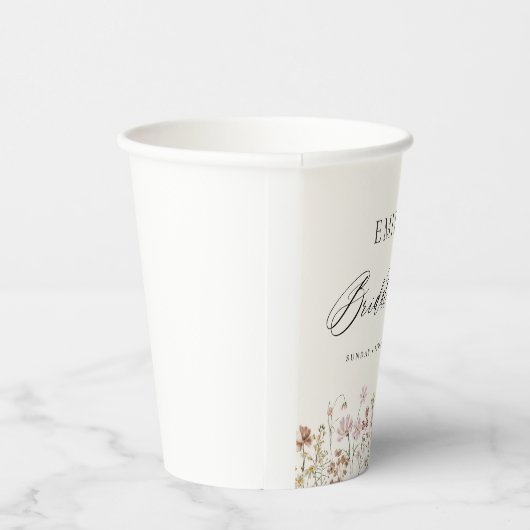 Boho Wildflower Bruidsshowertuin Script Papieren Bekers (Rechts)