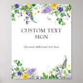 Boho Wildflower Bruiloft Aangepaste Tekst Poster (Voorkant)