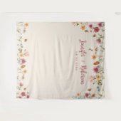 Boho Wildflower Bruiloft Achtergronden Wandkleed (Voorkant (horizontaal))