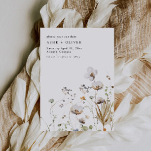 Boho Wildflower Bruiloft Bewaar de datum Kaart