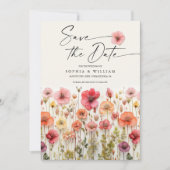 Boho Wildflower Bruiloft Bewaar de datum Kaart (Voorkant)