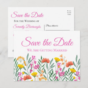 Boho Wildflower Bruiloft Bloemen Bewaar de datum Briefkaart