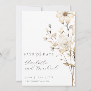 Boho Wildflower bruiloft Ivoor Save The Date