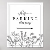 Boho Wildflower Bruiloft Parkeren Richting Teken Poster (Voorkant)