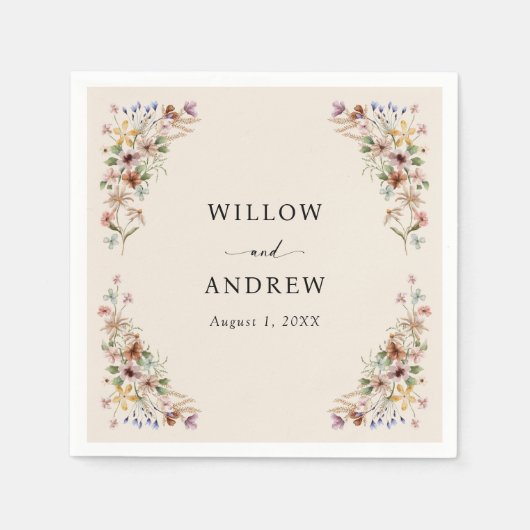 Boho Wildflower bruiloft Servet (Voorkant)