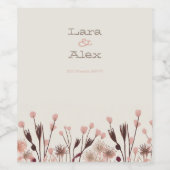 Boho Wildflower Bruiloft Wijn Label Wijn Etiket (Enkel label)