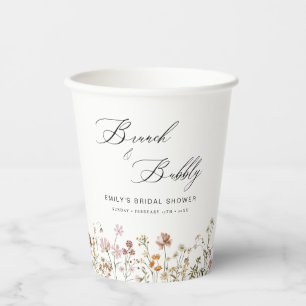 Boho Wildflower Brunch & Bubbly Bruidsfeest Papieren Bekers