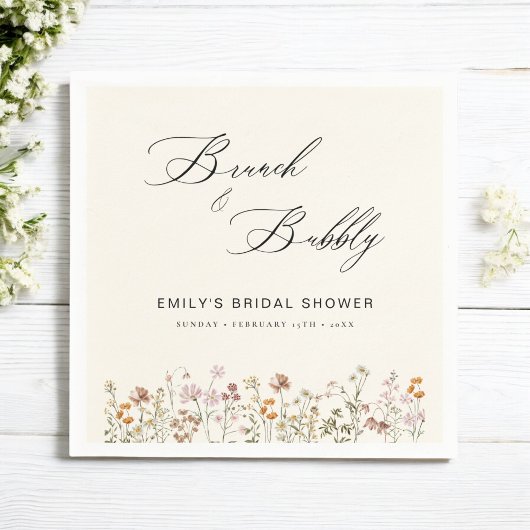 Boho Wildflower Brunch & Bubbly Bruidsfeest Servet