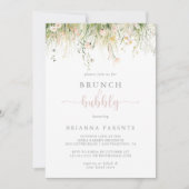 Boho Wildflower Brunch en Bubbly Vrijgezellenfeest Kaart (Voorkant)