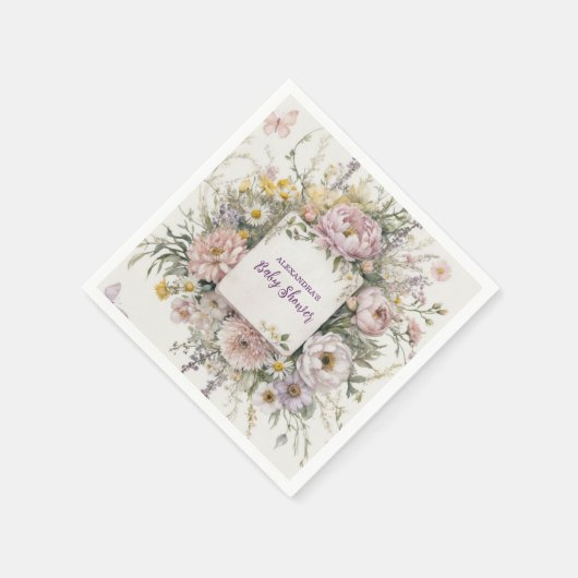 Boho Wildflower Butterflies Baby shower Servet (Hoek)