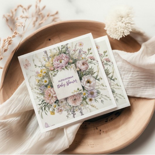 Boho Wildflower Butterflies Baby shower Servet