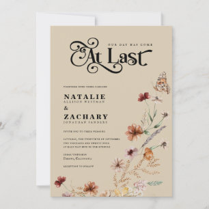 Boho Wildflower eindelijk bij laatste bruiloft Kaart