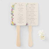 Boho Wildflower Elegant Modern Huwelijksprogramma Handwaaier (Voorkant en achterkant)