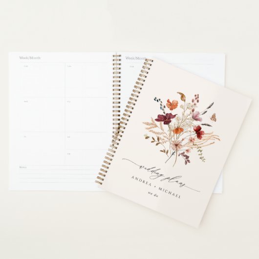 Boho Wildflower Elegante herfst bruiloft Planner (Display)