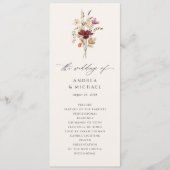 Boho Wildflower Elegante herfst bruiloft Programma (Voorkant)