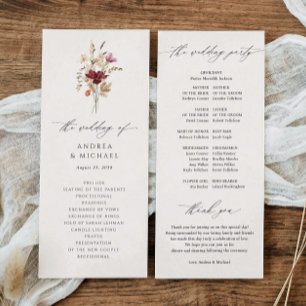 Boho Wildflower Elegante herfst bruiloft Programma