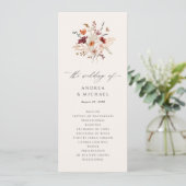 Boho Wildflower Elegante herfst bruiloft Programma (Staand voorkant)