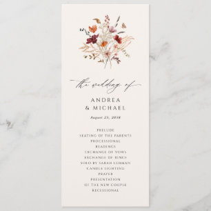 Boho Wildflower Elegante herfst bruiloft Programma
