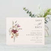 Boho Wildflower Elegante herfst bruiloft Save The Date (Staand voorkant)