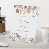 Boho Wildflower en Vlinders Aangepast Tekst Bord Reclamebord Met Voetstuk (Insitu)