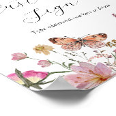 Boho Wildflower en Vlinders Aangepaste Tekst Teken Poster (Hoek)