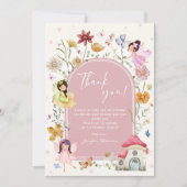 Boho Wildflower Fairy 1e verjaardag partij Bedankkaart (Voorkant)