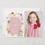 Boho Wildflower Fairy 2e Verjaardag Party Foto Kaart (Voorkant)