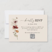 Boho Wildflower Fall Wedding QR Code RSVP Kaart (Voorkant)