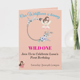 Boho Wildflower Feeënmeisje 1e Verjaardagskaart