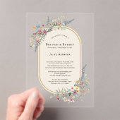 Boho Wildflower Fern Beige Bridal Brunch Acryl Uitnodigingen (Insitu (Draagbaar))