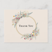 Boho Wildflower Fern Beige Wedding Bedankt Briefkaart (Voorkant)