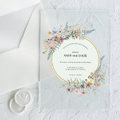 Boho Wildflower Fern Mint Green Save the Date Acryl Uitnodigingen