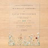 Boho Wildflower Field Wedding Acryl Uitnodigingen (Voorkant)