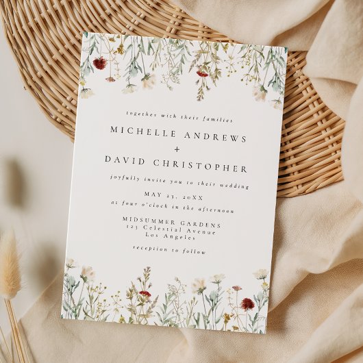 Boho Wildflower Field Wedding Invitation