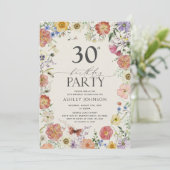 Boho Wildflower Floral Lijst 30e verjaardag Kaart (Staand voorkant)