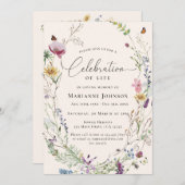 Boho Wildflower Floral viering van het leven Kaart (Voorkant / Achterkant)