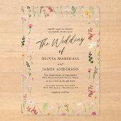 Boho Wildflower Floral Wedding Acryl Uitnodigingen (Voorkant)