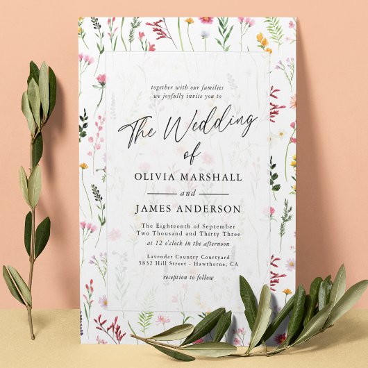 Boho Wildflower Floral Wedding Kaart