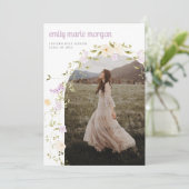 Boho Wildflower Foto Afstudeerfeest Uitnodiging (Staand voorkant)