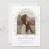 Boho Wildflower Foto Afstudeerfeest Uitnodiging (Achterkant)