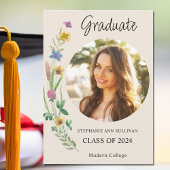 Boho Wildflower Foto Meisje College Afstuderen Aankondiging