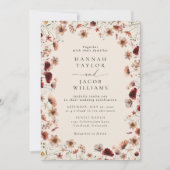 Boho Wildflower Foto QR Code RSVP Huwelijk Kaart (Voorkant)