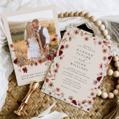 Boho Wildflower Foto QR Code RSVP Huwelijk Kaart