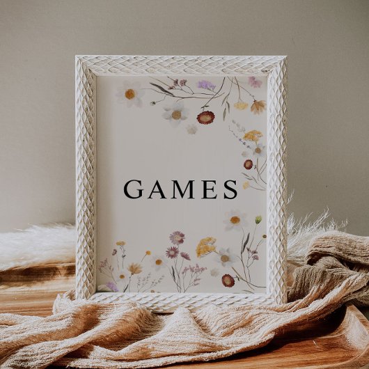 Boho Wildflower Games Wedding Sign Poster
