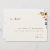 Boho Wildflower Garden Beige Matron of Honor Kaart (Achterkant)
